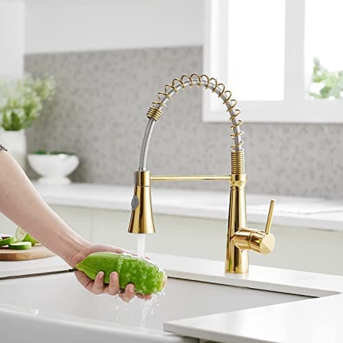 TIMACO Robinet de cuisine doré à ressort spirale rotatif à 360° pour robinet de cuisine