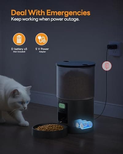 Distributeur Croquettes Chat Automatique: Gamelle pour Chiens avec Minuterie Programmable - 1-6 Repas par Jour avec Appuyez sur Le Couvercle et Fonction D'Enregistrement 10s - 4L Noir
