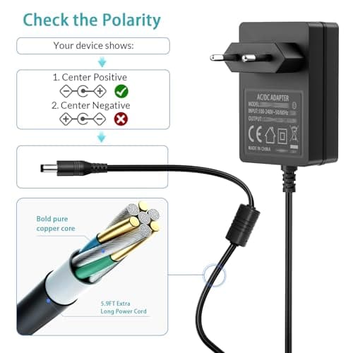 Alimentation Switch 12V Adaptateur 12V 2A Compatible avec Seagate Freeagent Goflex WD Western Digital My Book Essential HDD Disque Dur Externe numérique WD My Cloud Cordon d’Alimentation