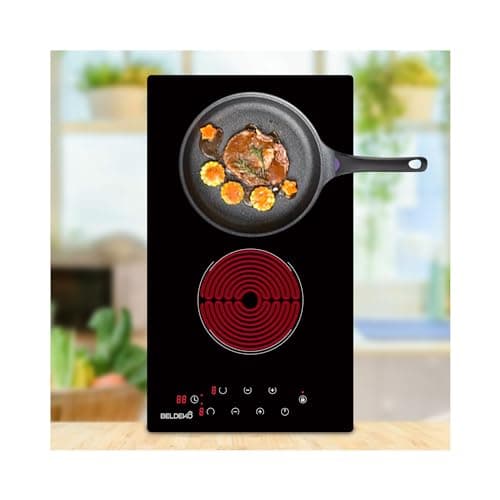 Plaque Vitrocéramique 2 Feux Encastrable BELDEKO - 3000W - Seulement 3,8 cm d'Épaisseur - Fiable et Robuste - Minuteur, Touches Tactiles, Anti-Débordement, 9 Niveaux de Puissance