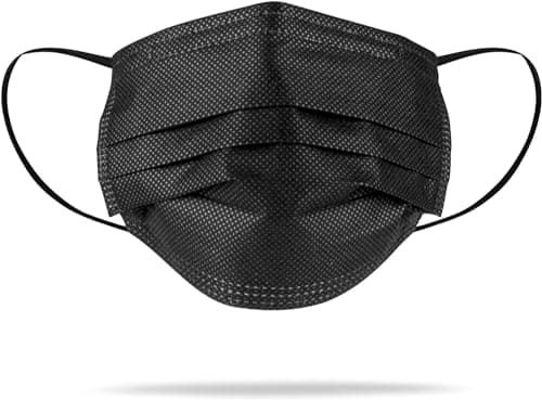 S&S Médical Lot de 100 Masques CHIRURGICAUX noir certifiés CE Type IIR BFE ≥ 98% DISPOSITIF MÉDICAL 3 couches de protection chirurgical Ministère de la Santé + crochet d'oreille (100 | Noir)