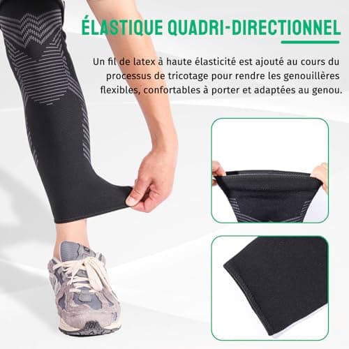 Fly texpro Maintien Compression Genouillère sport,Manchons de genou et jambe V2,Genouillere Arthrose Genou Genouillères pour Femmes/Hommes,Soutenir les douleurs articulaires,les dommages au ligament