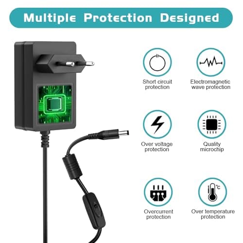 Alimentation Switch 12V Adaptateur 12V 2A Compatible avec Seagate Freeagent Goflex WD Western Digital My Book Essential HDD Disque Dur Externe numérique WD My Cloud Cordon d’Alimentation