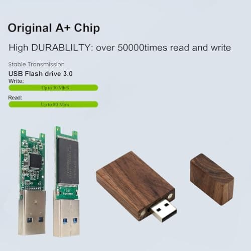 Yaxiny 5 Clés USB 2.0/3.0 rectangulaires en bois de noyer 3.0/16GB Wood USB Disk-4