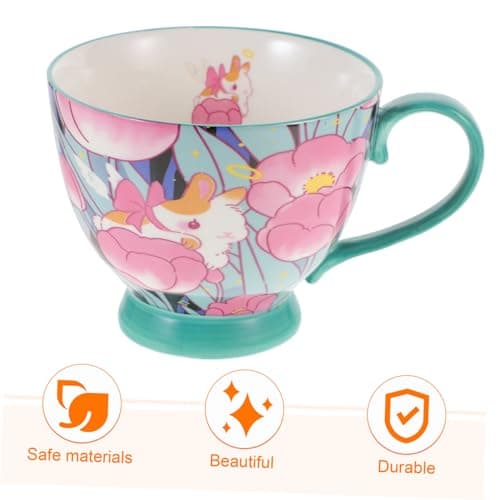 CIYODO Tasse à fleur lapin mug ceramique tasses à amusement mugs tasse à au lait tasse kawaii au lait mugs tasses mignonnes tasse mignonne tasse d'eau céramique