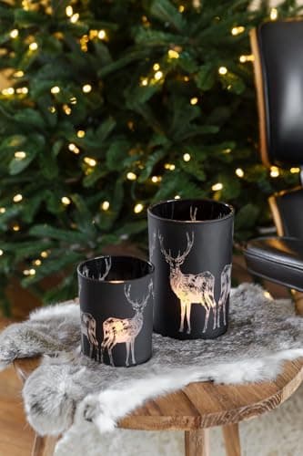 EDZARD Porte-Bougie sur Forme de cerf, Verre Noir, Hauteur 13 cm
