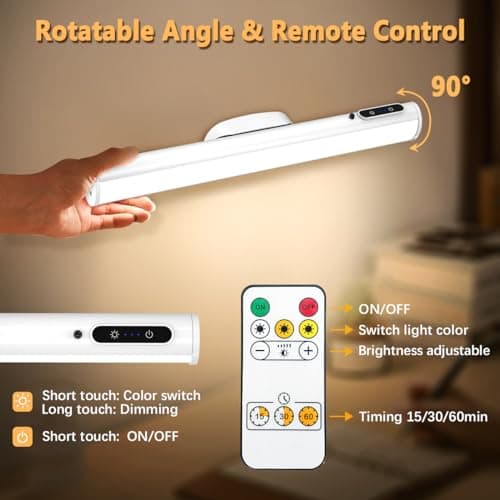 bravzurg Reglette LED Cuisine Rechargeable USB, 4000mAh Lampe Murale Sans Fil, Barre Eclairage Tableau Magnetique avec Télécommande, Lumiere a Pile pour Placard, Interieur, Vitrine, Armoire, Meuble