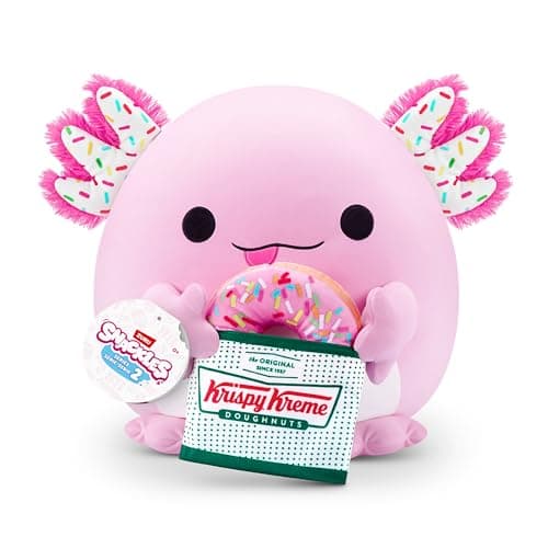 Snackles, Series 2, Axolotl (Krispy Kreme), Plush Toy, Cuddly Squishy Comfort Plush with License Snack Brand Accessory, Small (20 cm), Brown Box, (Axolotl)