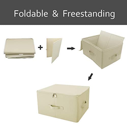 iwill CREATE PRO Contenants de Rangement Pliables en Toile Jumbo, Rangez Votre Placard, Boîte de Rangement Pratique avec Couvercle, Beige, Paquet 2