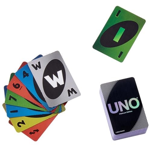 Mattel Games UNO Édition Platinum Jeu de Cartes pour soirées Jeux Entre Amis ou en Famille, Voyages, Camping et fêtes, Cartes Premium de Collection, HPY61