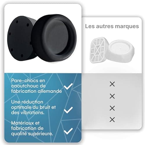 Plemont Patins anti-vibration | FABRIQUÉ EN ALLEMAGNE | Accessoire pour BOSCH, Privileg, AEG, Siemens | Amortisseurs Anti-Vibration | Tapis Anti-Vibration