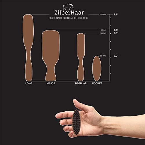 ZilberHaar - Brosse à Barbe de Poche, Rigide - 100% Poils Véritable de Sanglier et Bois de Poirier - Soin du Visage Hommes Compatible Tout Baume à Barbe et Huile à Barbe - Idéal pour Voyager