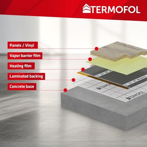 Termofol Chauffage Electrique par le Sol Set - Tapis Chauffant avec H6 Wifi Thermostat 230V - Chauffage d'appoint Puissance 140W/m2 - Surface 24 m2 - Plancher Chauffant Electrique