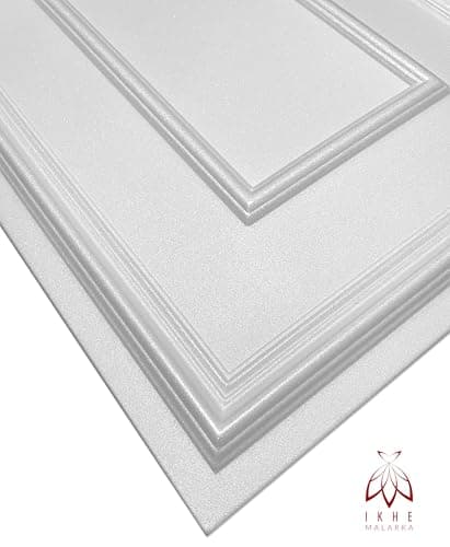 Lot de 4 panneaux muraux 3D décoratifs - En polystyrène XPS - 100 x 50 cm / 2 m2 - Cadre classique - XL 3 mm d'épaisseur (blanc R.XL)