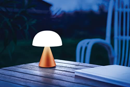 Lexon MINA M Lampe LED à poser sans fil rechargeable, de chevet ou bureau, à variateur d'intensité, jusqu'à 12h d'autonomie - Orange