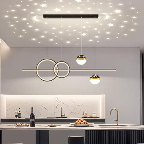 Aleaty Table à manger LED suspension dimmable LED suspension moderne suspension hauteur réglable Designer suspension réglable à distance dimmable suspension (noir, 80cm)
