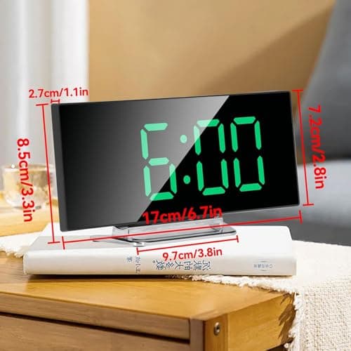 Horloge numérique à Grand écran, Réveil électrique LED Horloge incurvée électronique Intelligente Réveil numérique Horloge de Chevet pour Chambre à Coucher, 17x7,2cm