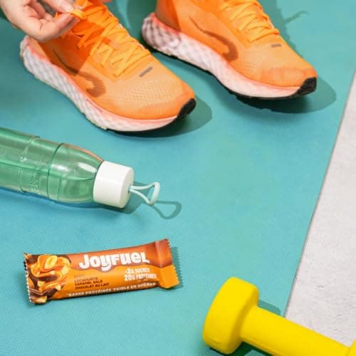 JOYFUEL Barre Protéinée - Goûts Chocolat au Lait, Cacahuètes & Caramel - <2g de sucre - 20g de protéines - 12 barres X 55g