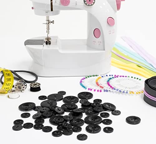 AERZETIX - C57141 - Lot de 10 Boutons à coudre ronds à lamelles intégrées 44L L44 Ø28x4 mm à 2 trous - couleur noir - en plastique - ouverture 2.5 mm - pour mercerie couture vêtement tricot décoration