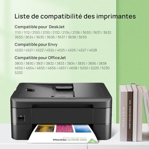 AIRLYSIS 302XL Cartouches d'encre Remplacement pour HP 302 XL Noir et Couleur pour HP DeskJet 3630 3632 3639 Envy 4520 4525 4527 OfficeJet 3831 3833 3830 (1 Noir, 1 Tri-Colore)