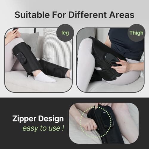 HubiCare Masseur de jambes et de mollets, masseur de compression avec 4 modes, 3 intensités, chaleur, vibration, rechargeable, taille réglable, adapté à la relaxation des jambes (paire)
