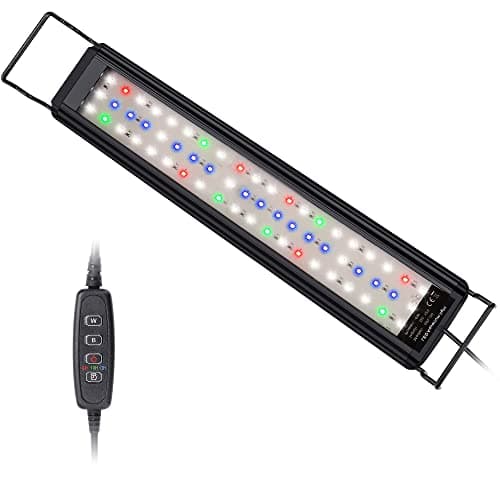 BELLALICHT Éclairage Aquarium, Rampe LED d’Aquarium Spectre Complet avec Contrôleur, 10 Niveaux de Luminosité Réglables, Minuterie réglable 6/10/12 Heures.