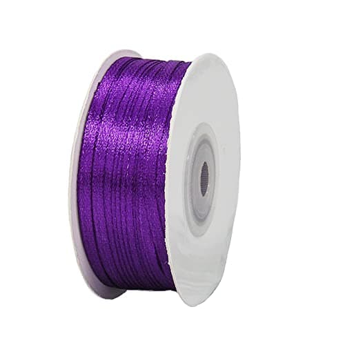 Ruban Satin La Couleur Violette Fin 3mm,91m Polyester Ruban Satin,Ruban Cadeau Emballage,Ruban Noel Ruban Tissu pour Ballon,Couture,Nœuds,Artisanat,Bouquet,Décoration de Mariage,Voitures,Anniversaire