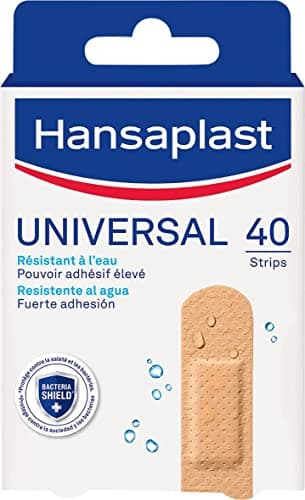 HANSAPLAST UNIVERSAL 40 pansements, Pansements résistant à l’eau et à la poussière, Pansements stériles prédécoupés pour toute la famille