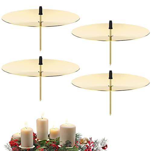 Bougeoirs Noël de l'Avent 6cm, Taozoey Lot de 4 Bougeoirs, Supports de Bougie avec Pic, Bougeoir en Métal pour Décorer des Couronnes, Chandelier Noel, Couronne de l'Avent Décorée Bougie Fixe