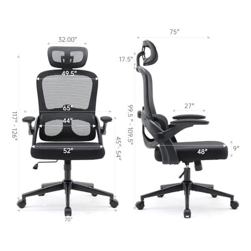 SIHOO M102C Chaise de Bureau, Chaise Ergonomique Fauteuil de Bureau Dossier Haut, Chaise de Bureau Grande et Haute avec accoudoirs rabattables, Soutien Lombaire réglable, Chaise avec appuie-tête,Noir
