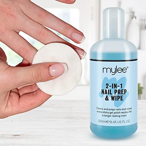 Mylee Prép et nettoyant + Dissolvant qualité salon, Manucure et pédicure avec systèmes UV LED, Dissolvant professionnel à l’acétone pour tout type d’ongles, Double usage pour nettoyer l’ongle et enlever la couche adhésive 2x250ml