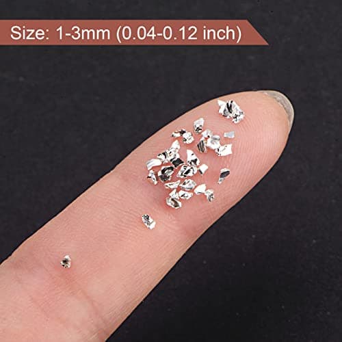 sourcing map 20g Paillettes Verre Métallique Pilé Concassé, 1-3mm Irregulier pour Artisanat Bricolage Bijoux Vase Remplissage Epoxy Résine Argenté