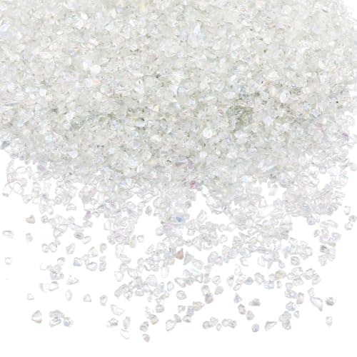 SUNNYCLUE 1 boîte de 200 g de Verre Concassé, Morceaux de Verre Brisé, Éclats de Cristal Irréguliers, Flocons Transparents, Petits Flocons Épais, Paillettes pour Nail Art, Résine, Artisanat, Remplissa