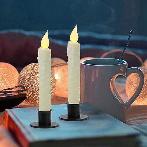 CVHOMEDECO. Bougies en Cire véritable, trempées à la Main, fonctionnant sur Piles, avec minuterie LED, décoration Rustique Primitive, 17,1 cm, Ivoire, 3 PCS dans Un Paquet.
