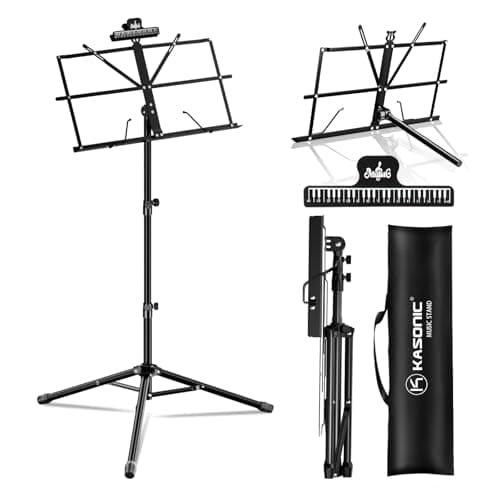 K KASONIC Pupitre, Kasonic 2 en 1 support de partition pliable à double usage et support de livre de bureau, portable et léger avec support de clip de feuille de musique
