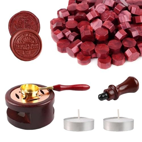 Homefantasy 405 Pièces Kit de Cire à Cacheter,Perles de Cire à Cacheter,Sceaux de Cire Octogonaux,Cire Sceau,Sceau Timbre Cire,pour Emballage Cadeau,Mariage Carte,Cartes Invitation
