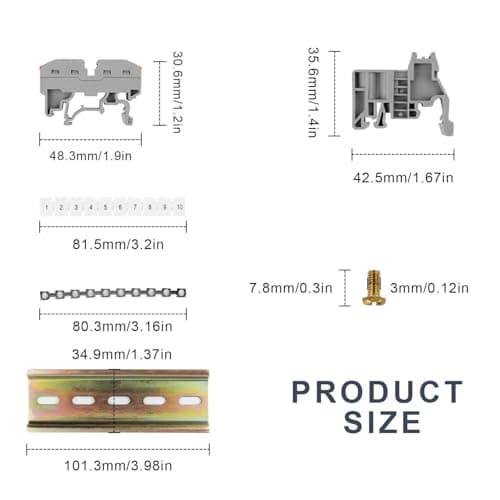 MYLERCT Bornier Rail Din Un Ensemble De 10 Bornier Electrique, Bornier Terre avec accessoires de Rail, Peut Être Utilisé Pour La Production de Bricolage L'automatisation L'Électrotechnique et D'autres
