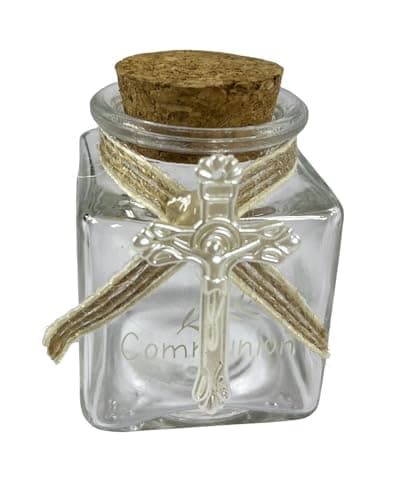 15 Bonbonnières en Verre 50ml avec Bouchon en Liège et Croix Blanche - Boîtes à Dragées Idéales pour Communion, Baptême, Mariage, Fête, Baby Shower - Cadeaux Invités et Décoration de Table
