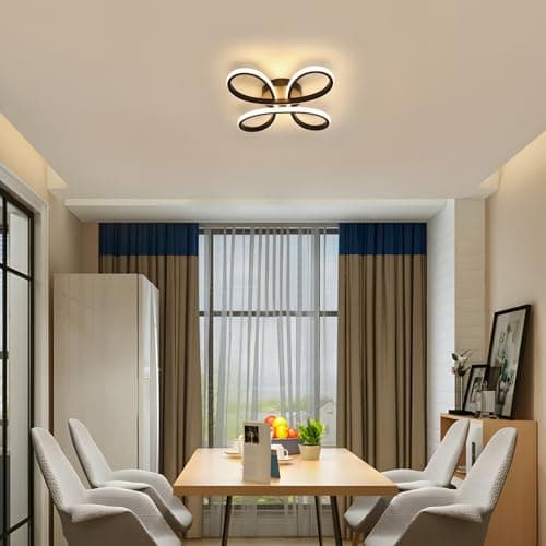 Comely Plafonnier LED Moderne, Lampe de Plafond 28W 3150LM, Luminaire Plafonnier Acrylique en Forme de Fleur pour Couloir, Balcon, Chambre, Salon, Lumière Chaude 3000K, Noir