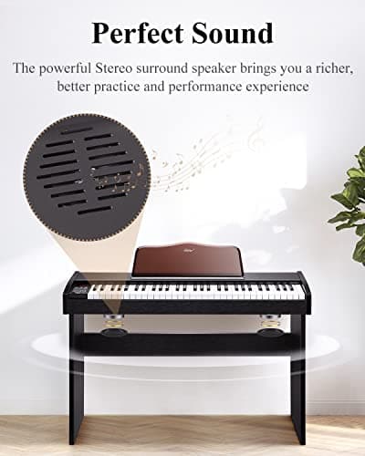 Eastar EK-10S Clavier Piano, 61 touches de taille standard Upright Clavier de Piano numérique pour les débutants avec pédale de sustain et support de livre de musique, cadeau essentiel