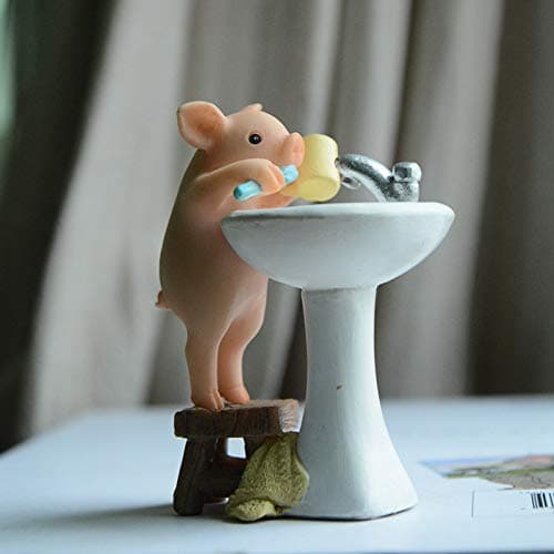 Gemmia Figurine Miniature de Cochon de fée de Jardin- Cochon d'étude de Toilette