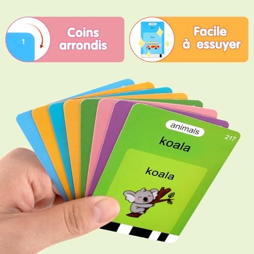510 Mots Carte Flash Parlante Français, Jouer Enfants 2 Ans pour Enfants de 2 à 6 Ans, Cartes éducatives pour Enfants Cadeaux d'anniversaire Vert (Français/Anglais/Bilingue)