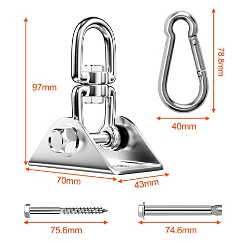 Newaner Crochet Plafond Lourds Acier Inoxydable 450 kg capacité 360 ° Rotation, Crochets balancoire Suspension avec Vis Fixation pour Chaise Suspendue, balançoire, Serviette Yoga, Sac de Frappe,hamac