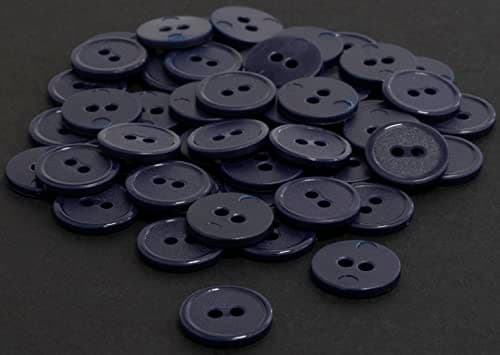 AERZETIX - C65544 - Lot de 50 Boutons à coudre ronds Ø15x2.2 mm avec bord à 2 trous L24 24L en plastique - couleur: bleu foncé - diamètre de l'ouverture 2 mm - mercerie couture vêtements