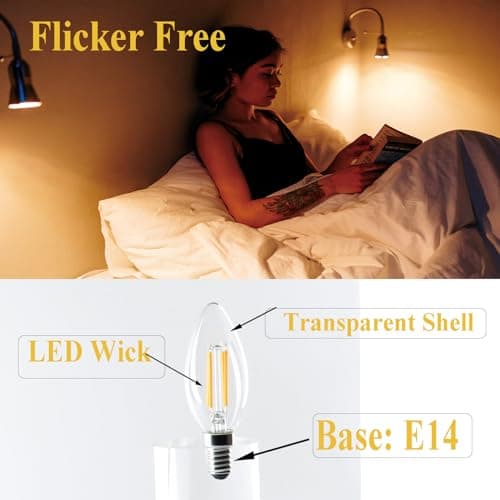 Etrogo Ampoule led E14 Blanc Chaud Dimmable 2700K 4W 400Lumen équivalent Incandescente 40W en Forme de Bougie à Filament B35/C35 Petit Culot à Vis, Lot de 6