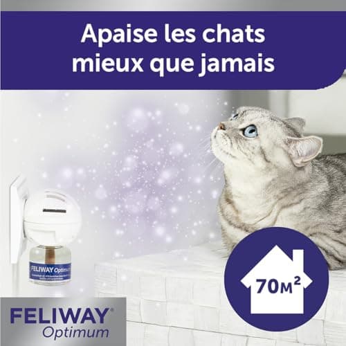 FELIWAY Optimum - Anti-Stress pour Chat - Complexe de phéromones apaisantes pour Une sérénité renforcée - 1 Recharge 30 Jours