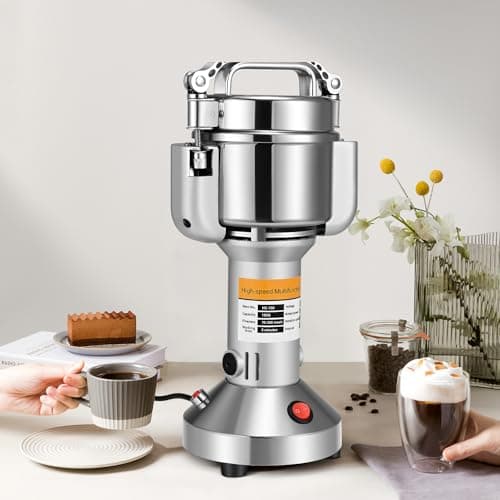 Moulin à Céréales Électrique, Couleeur 500g Haute Vitesse Broyage Moulin à Épices Moulin Epices Grinder Électrique avec 3 Lames en Acier Inoxydable Machine à Poudre pour Céréales Herbes Épices Noix