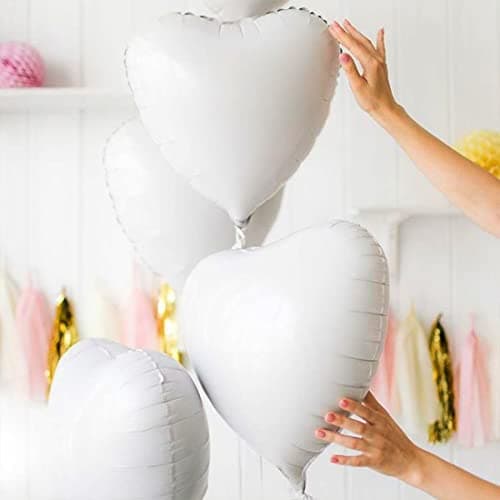 Ballon Coeur Blanc 20 pcs, baudruche en Forme de Coeur, Ballons de Fleuret, Ballon Helium Coeur pour Anniversaire, Mariage, Saint Valentin, décoration de fête de Noël