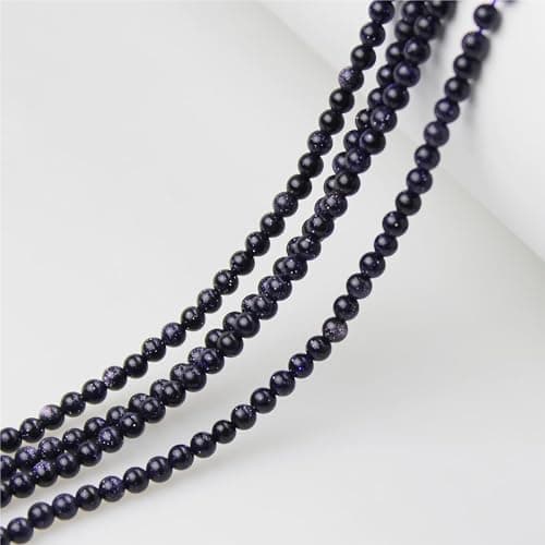 MJDCB 225pcs Petites Perles de Pierre 3mm Grès Bleu Pierres Précieuses Ronde Lisse en Vrac pour La Fabrication de Bijoux Bracelets Boucles D'oreilles Colliers Accessoires