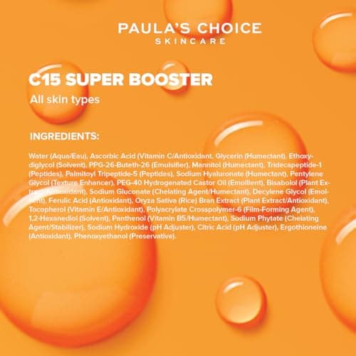 Paula's Choice C15 Vitamine C Super BOOSTER - Anti-Âge Sérum avec 15% Vitamine C - Estompe les Taches Brunes pour une Peau Terne - avec Acide Férulique - Tous Types de Peaux - 20 ml